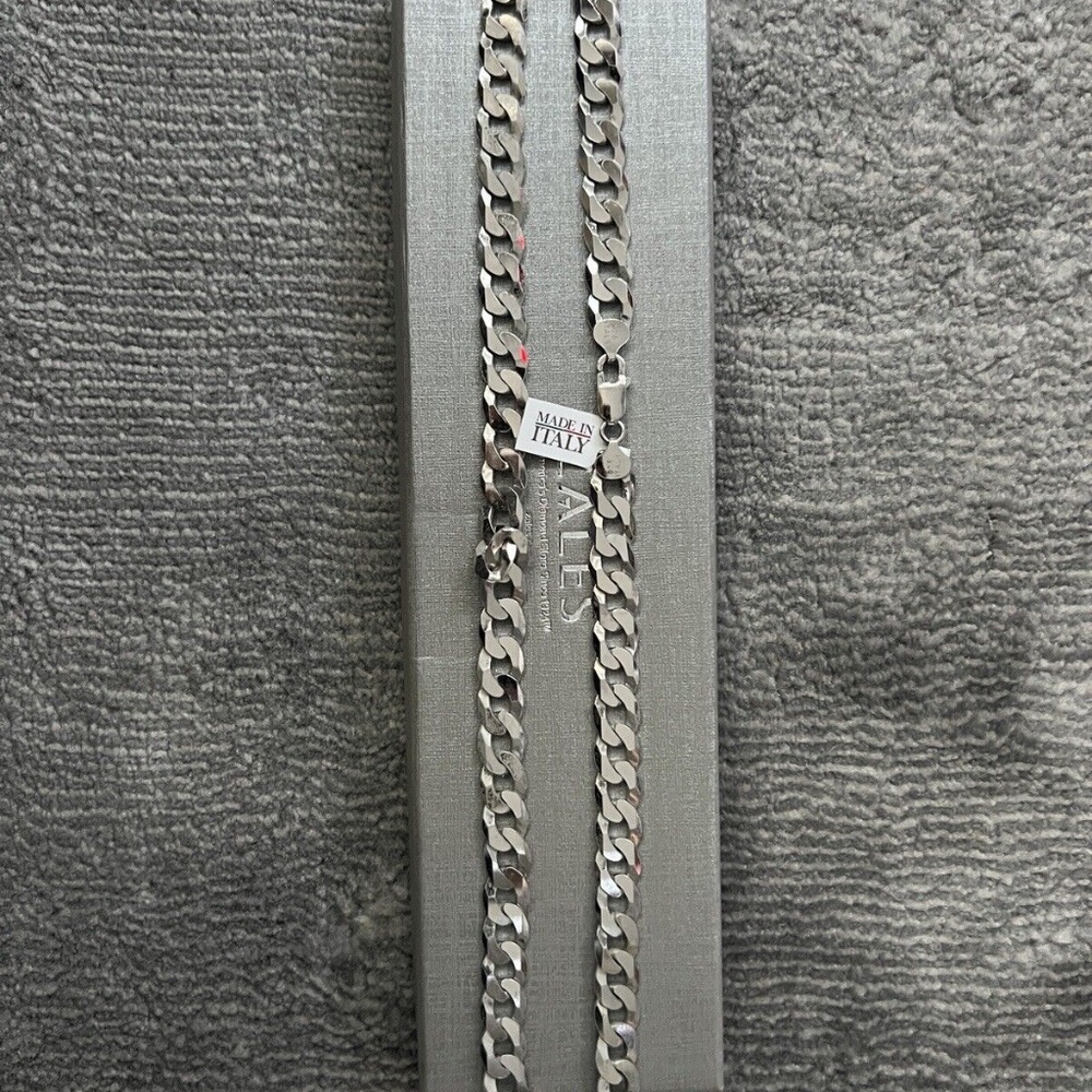 New Zales Men’s 10.1 mm Textures Curb Chain Necklace In Sterling Silver - 24”